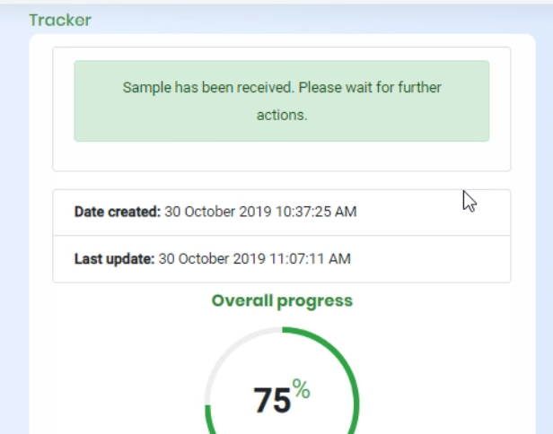 Sample received Stage