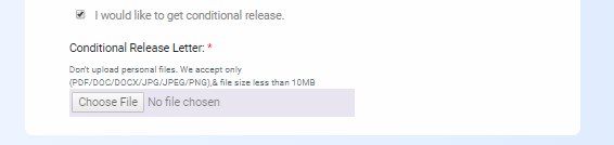 Conditional Release Field